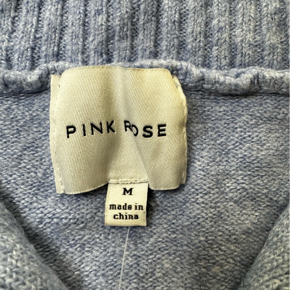 Pink Rose Womens‎ Stormy Peri Blue Quarter Zip Knit Sweater Vest 2S10561 NWT M - Picture 4 of 6